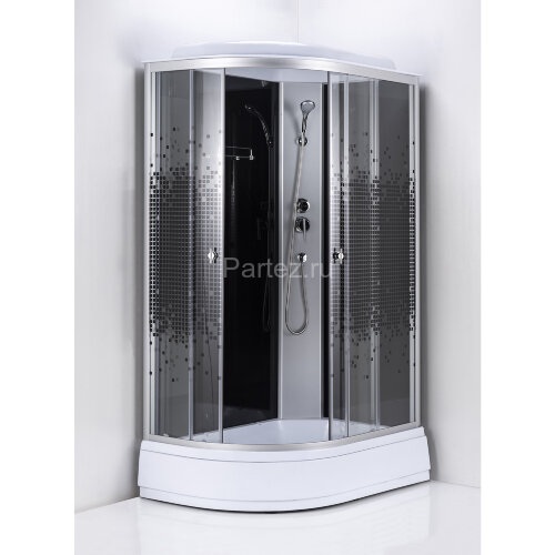 Душевая кабина Loranto 120x80x215 правая, поддон 25 см, 4 мм прозрачное стекло с рисунком "мозайка" (CS-1200-25ТМ/М R)