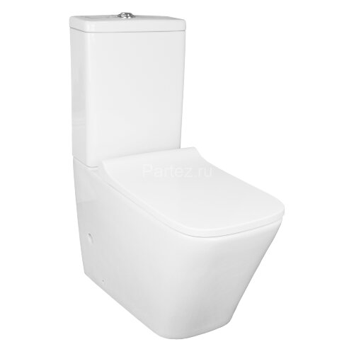 Унитаз-компакт Azario Quadro 605x340x810 напольный, безободковый с сидением микролифт и арматурой, б