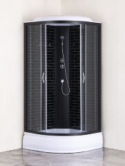 Душевая кабина Loranto 100х100х215 поддон 25 см черный кирпичный узор, серое стекло 4мм профиль черный (CS-6610-25GB 100)