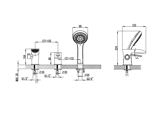 Смеситель Lemark Atlantiss LM3245C на борт ванны
