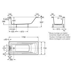 Ванна акриловая Roca HALL прямоугольная 170х75