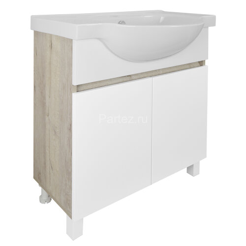 Комплект тумба Loranto Глория 70 Н 700х480х760 напольная с раковиной Teo 70, Дуб Кантри (CS00083815)