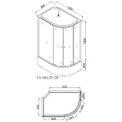 Душевая кабина Loranto 120х80х215 поддон 20 см, белый кирпичный узор, стекло 4 мм, профиль хром (CS-66120-20L FW 120)