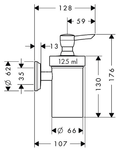 Дозатор жидкого мыла Hansgrohe Logis Classic керамический, хром (41614000)