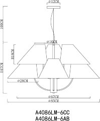 Подвесная люстра Arte Lamp A4086LM-6CC