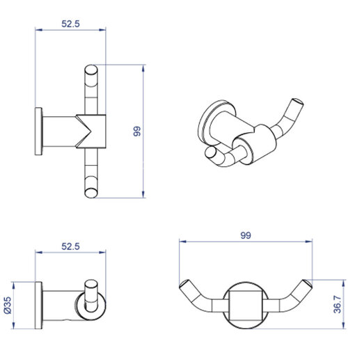 Крючок Azario FORNY, Хром (AZ-88305)