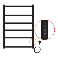 Полотенцесушитель электрический AZARIO MILAN 400/600 6 секций, диммер справа, черный (AZ90846B)