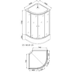 Душевая кабина Loranto 100х100х215 поддон 25см, мозаичный узор, прозрачное стекло 4мм, профиль хром (CS661025K100)