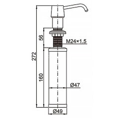 Дозатор для жидких моющих средств AZARIO врезной, 250ml, латунь, емкость - нержавеющая сталь, хром (