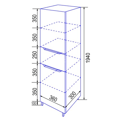 Пенал напольный Loranto Палермо 360х300х1940 правый, белый (CS00090466)