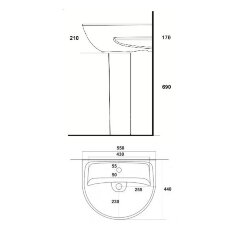 Раковина Sanita Эталон 55, белая (ETL55SAWB01)
