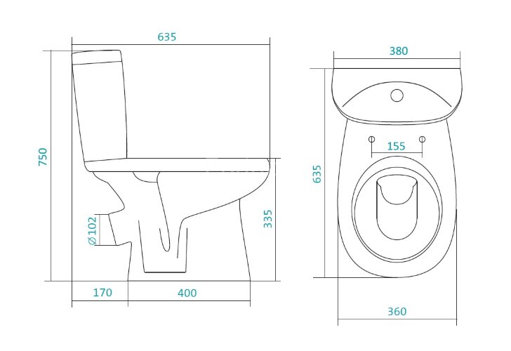 Унитаз-компакт Santek Анимо напольный, с косым выпуском и сидением стандарт (1.WH11.0.032)