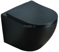 Унитаз подвесной Azario Grado 490х370х370 безободковый, в комплекте с сидением микролифт, черный мат