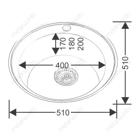 Мойка 510 MELANA 0,6/170 ДЕКОР врезная круглая с сифоном (157D t *15)