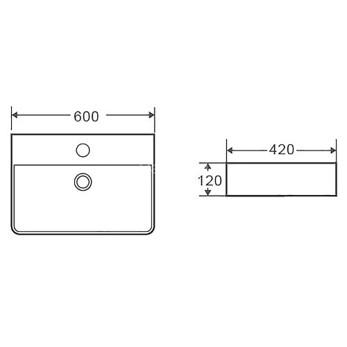 Раковина накладная Azario 600х420х120 прямоугольная, светлый мрамор (AZ-2173-M845)