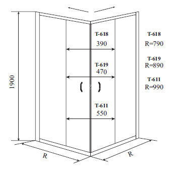 Timo ALTTI душевой угол 619 Clean Glass (90*90*190), шт