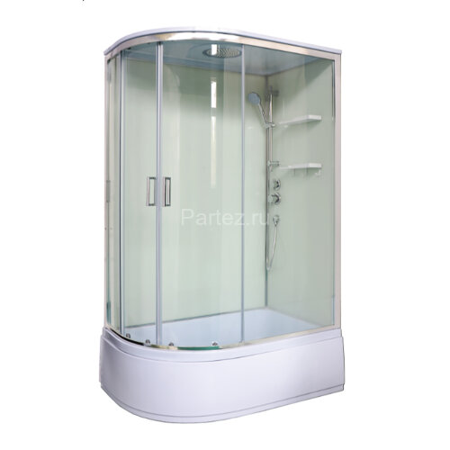 Душевая кабина Loranto NEO 120x80x(170+38) правая, с высоким поддоном 38см, прозрачное закаленное стекло 4 мм, задние стеклянные стенки белые, с двумя