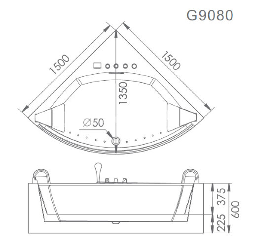 Акриловая ванна Gemy G9080