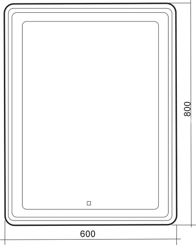 Зеркало AZARIO Мальта-лофт 600х800 c подсветкой и диммером, сенсорный выключатель, рама пластик (LED
