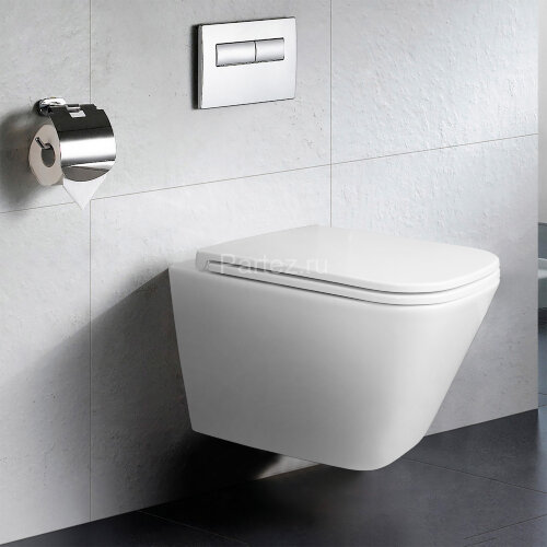 Унитаз подвесной Azario Teramo 340х490х350 безободковый, слив "Торнадо", в комплекте с сидением микр