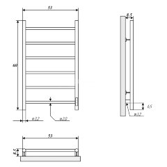 Полотенцесушитель электрический ДВИН J neo 60/50 1"-1/2" К диммер, полированный (4656759179311)