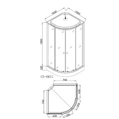 Душевая кабина Loranto CS-6611 F, 100х100х215, матовая, стекло 4 мм, поддон 13 см