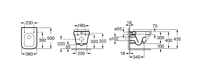 Roca DAMA-N Низ к унитазу подвесной, 500 мм