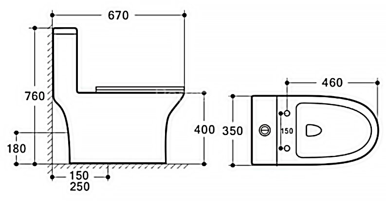 Унитаз-моноблок AZARIO Terni 670x350x760 горизонтальный слив, быстросъемное сиденье микролифт (AZ-86