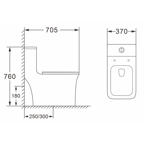 Унитаз-моноблок AZARIO GRESSA 705х370х760 напольный, безободковый, в комплекте с сиденьем дюропласт 