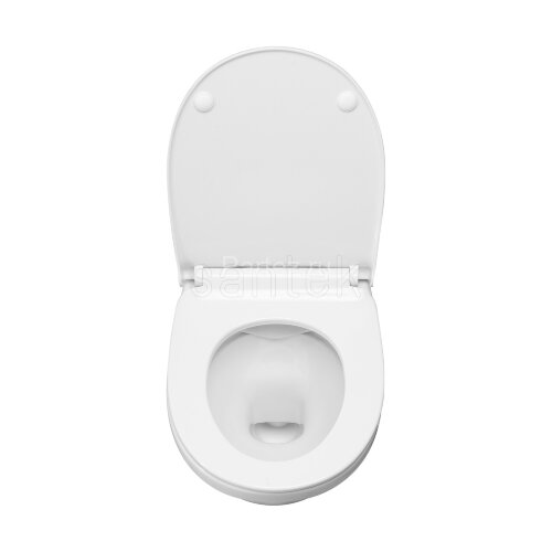 Пэк Santek "Бореаль" rimless подвесной, безободковый унитаз с тонким сиденьем, инсталляция, панель б