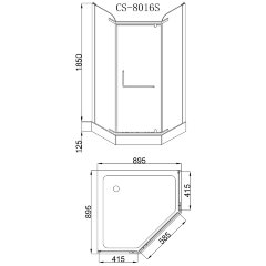 Душевое ограждение Loranto B 90х90х200, с низким поддоном 13 см. (CS-816S)