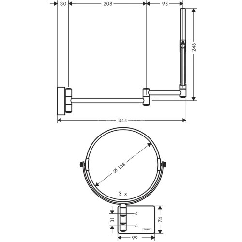 Косметическое зеркало Hansgrohe AddStoris, Бронза (41791140)