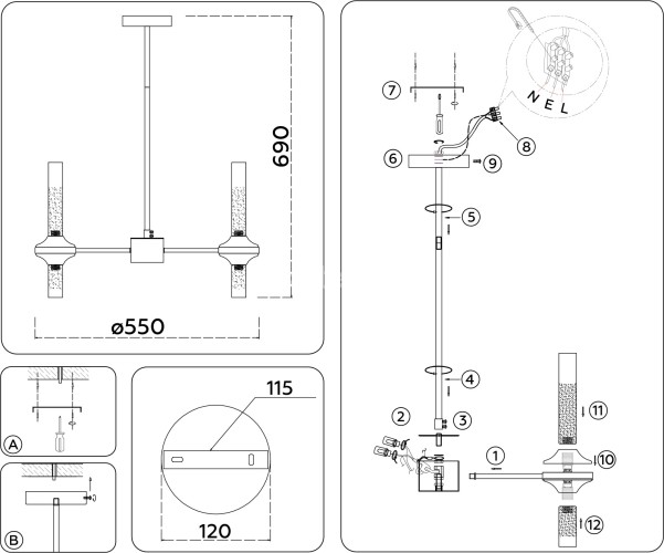 Потолочная люстра Ambrella LH55358