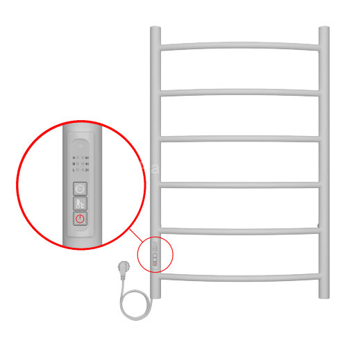 Полотенцесушитель электрический AZARIO VERONA 500/800 6 секций, диммер слева, белый (AZ04758W)
