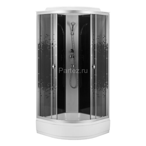 Душевая кабина Loranto 100x100x215 поддон 25 см, 4 мм прозрачное стекло с рисунком "мозайка" (CS-1000-25ТМ/М)