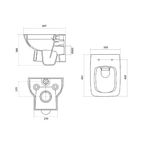 ПЭК: Santek Нео rimless подвесной безободковый унитаз с сиденьем + инсталляция + панель смыва хром (