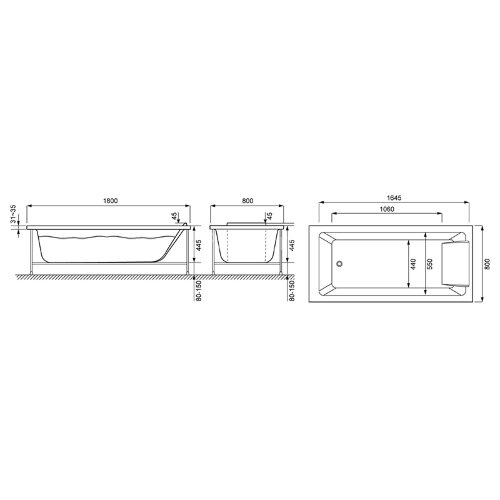Ванна акриловая Jacob Delafon Sofa 180x80 прямоугольная, белая (E60516RU-00)