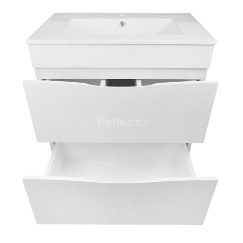 Комплект тумба Loranto Santorini 70 710х460х810 напольная, с раковиной Leon, Белый Глянец (CS0008697