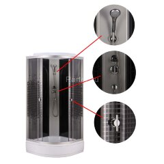 Душевая кабина Loranto 80x80x215 поддон 13 см, 4 мм прозрачное стекло с рисунком &quot;мозайка&quot; (CS-800-13ТМ/М)