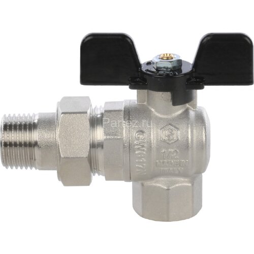 Кран шаровой полнопроходной угловой с американкой 1/2 Stout