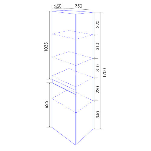 Пенал подвесной Loranto Глория 35 350х350х170 правый, Дуб Кантри (CS00090161)