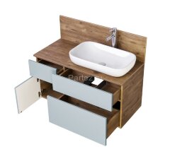 Тумба под раковину AQUATON Мишель 80 NEW подвесная, без столешницы Дуб Рустикальный/Фьорд (1A256801M