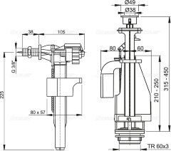 Выпускной комплект Alca Plast, с двойной кнопкой, хром (SA08ASK 3/8&quot; CHROM)