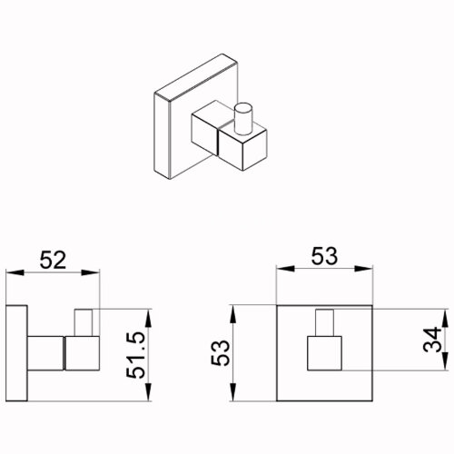 Крючок Azario RINA, Хром (AZ-87005)
