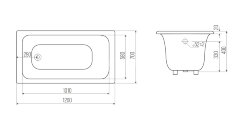 Ванна чугунная Goldman Classic 120x70x40 пристенная, белый (Classic 120*70*40)