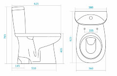 Унитаз-компакт Santek Анимо с вертикальным выпуском и сидением микролифт (1.WH30.2.136)