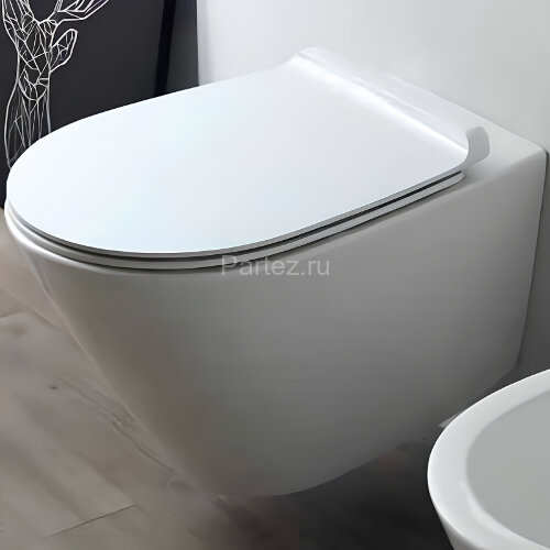 Унитаз подвесной Simas Gambassi 375х565х340 безободковый, с креплением F85, белый (GA18bi)