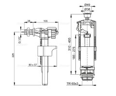 Выпускной комплект Alcadrain с боковой подводкой (пластик), со стоп кнопкой (SA2000 1/2&quot; CHROM)