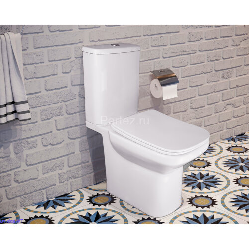 Унитаз-компакт Azario Wandy 350х614х795 напольный, безободковый, с быстросъемным сиденьем микролифт 