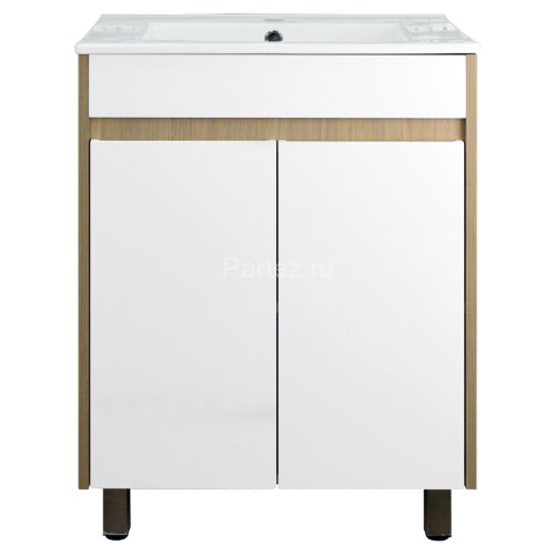 Комплект тумба Стиль Stella 60Н 620х810х470 Дуб дымчатый/Белый, под раковину Leon 7506-60 (CS0007645